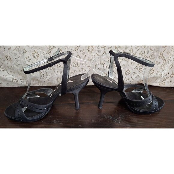 EUC Nina Black Leather Strappy Dress Heels/Sz. 7.5M - Picture 2 of 8